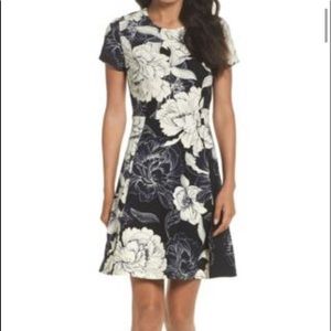 ELIZA J FLORAL FIT AND FLARE DRESS
